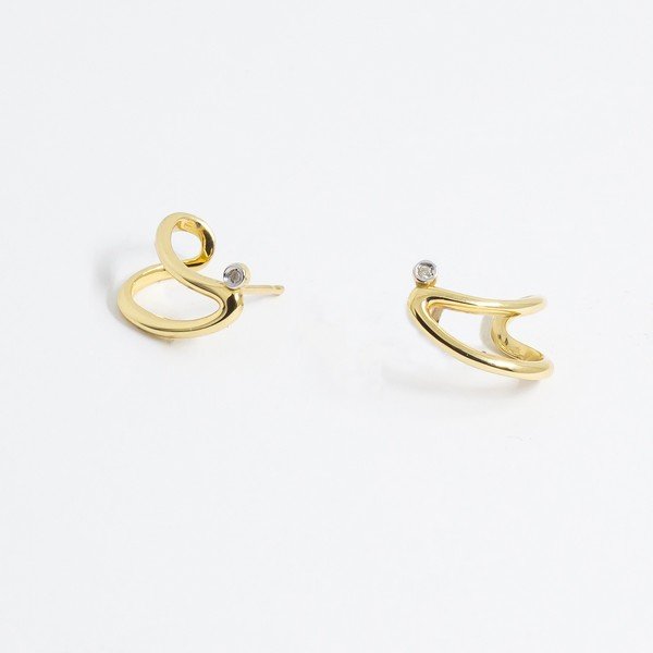 Brinco Minimal Style Duplo Encaixe Diamante