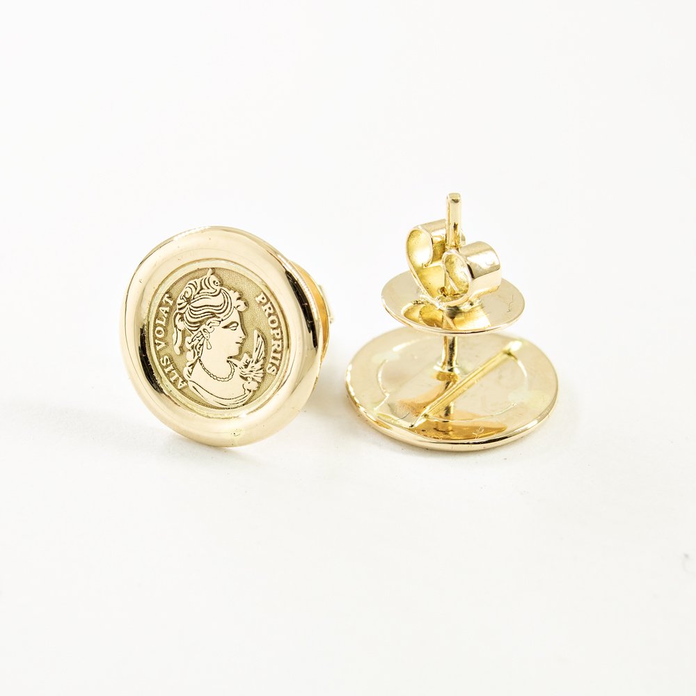 Brinco Moeda Vintage Ouro 18K