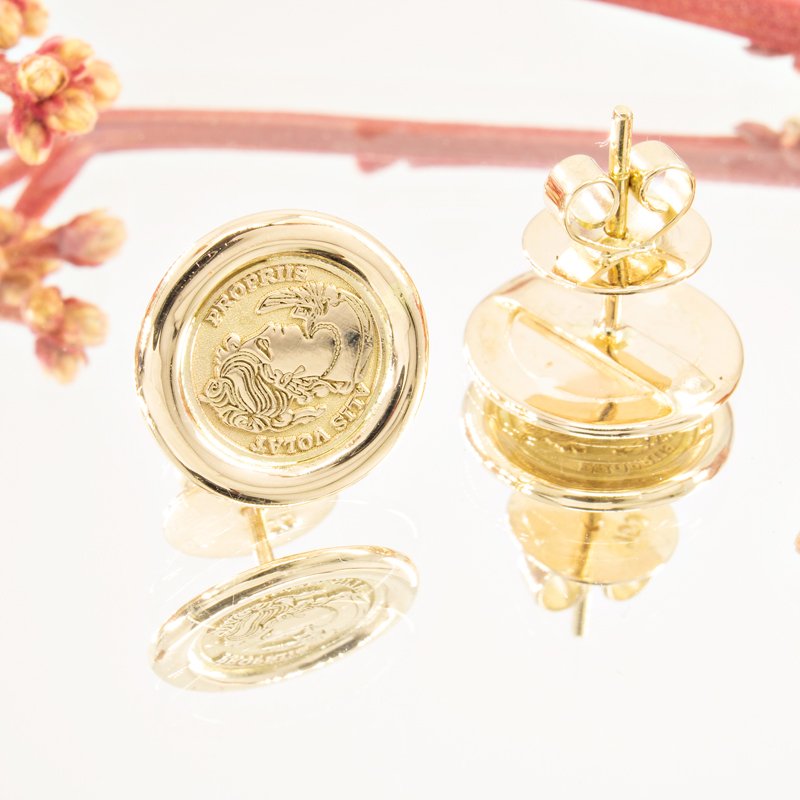 Brinco Moeda Vintage Ouro 18K