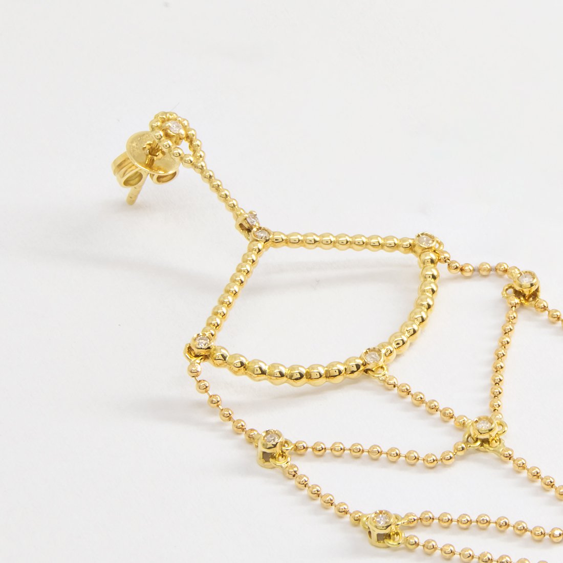 Brinco Ouro 18K Rede Diamantes Brown