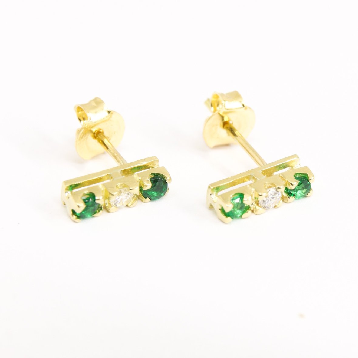 Brinco Palito Esmeraldas e Diamantes