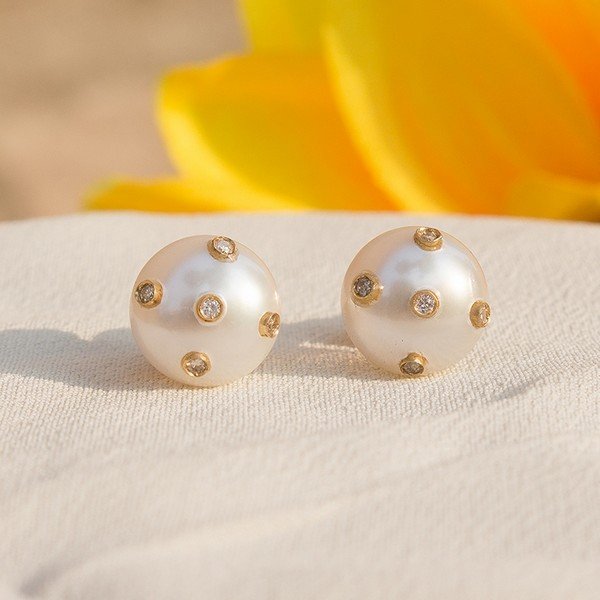 Brinco Pérola South Sea Diamantes