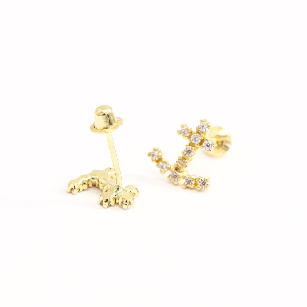 Brinco Petit Âncora Diamantes Ouro 18K