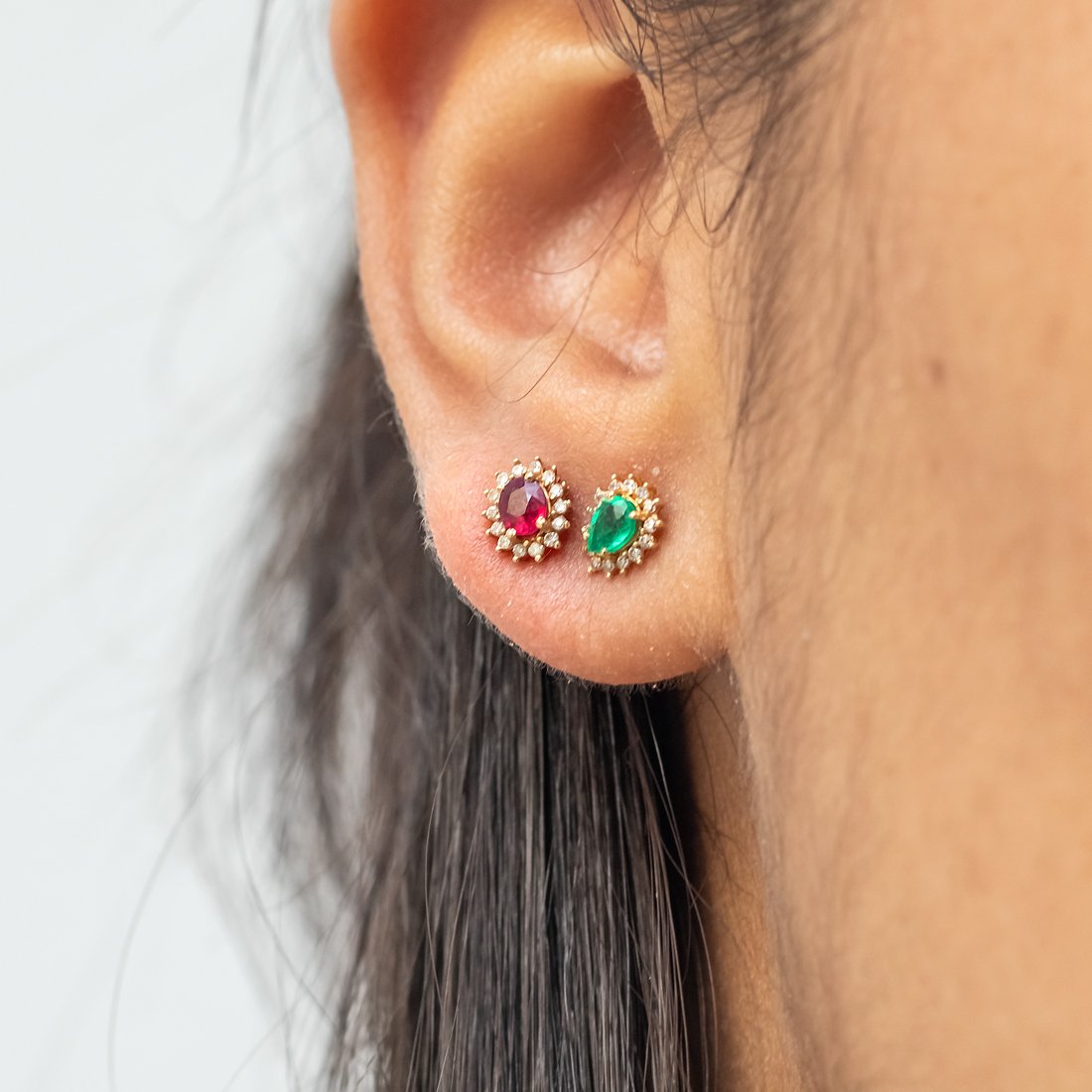 Brinco Princess Gota Esmeralda e Diamantes