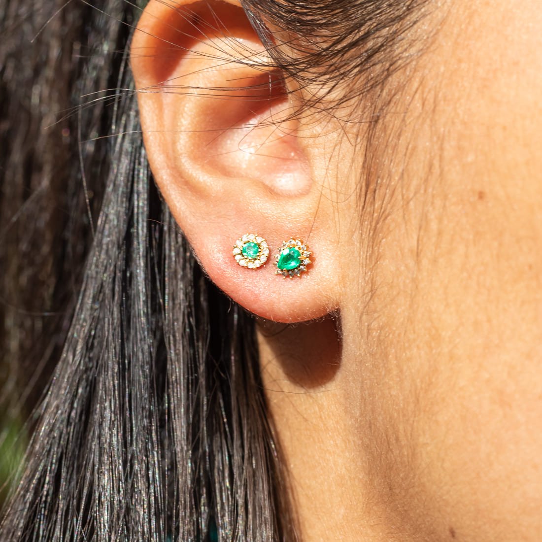 Brinco Princess Gota Esmeralda e Diamantes