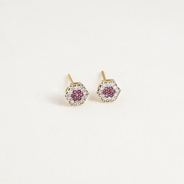 Brinco Rubis Voltas Diamantes