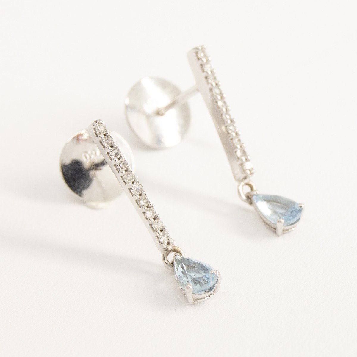 Brinco Tess Diamantes e Gotas Água Marinha