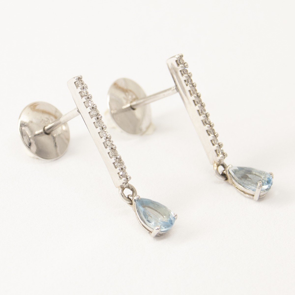 Brinco Tess Diamantes e Gotas Água Marinha