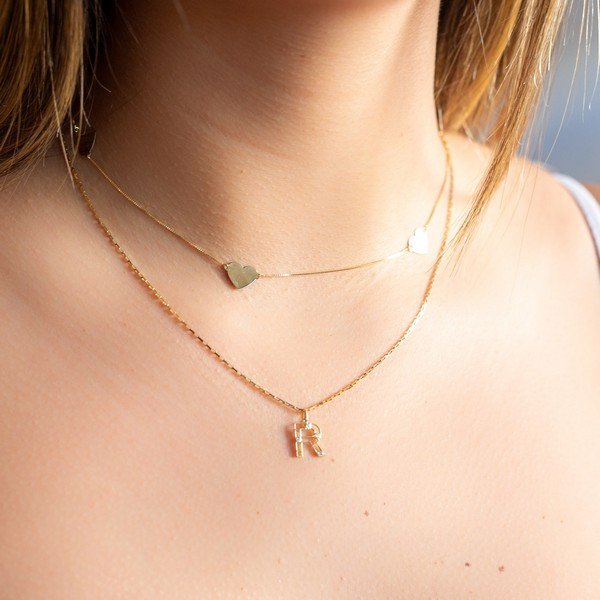 Choker Coração Chapinha Ouro 18K