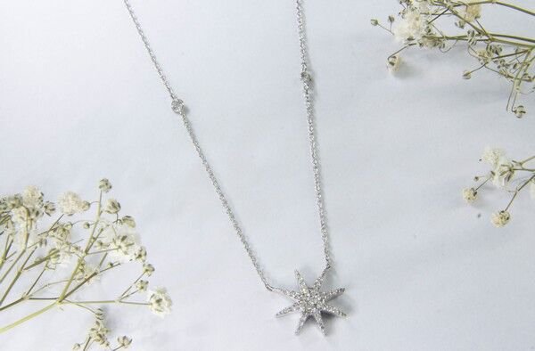 Choker Estrela Diamantes e Pastilhas