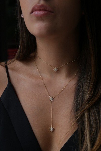Choker Estrela Diamantes e Pastilhas