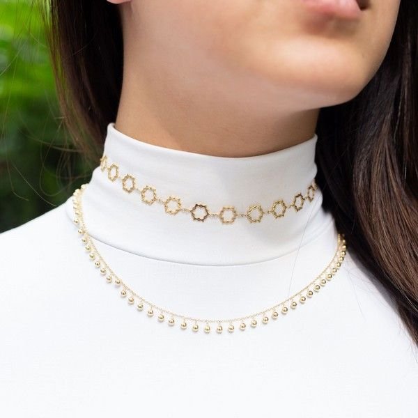 Choker Estrelas Coexist Ouro 18K