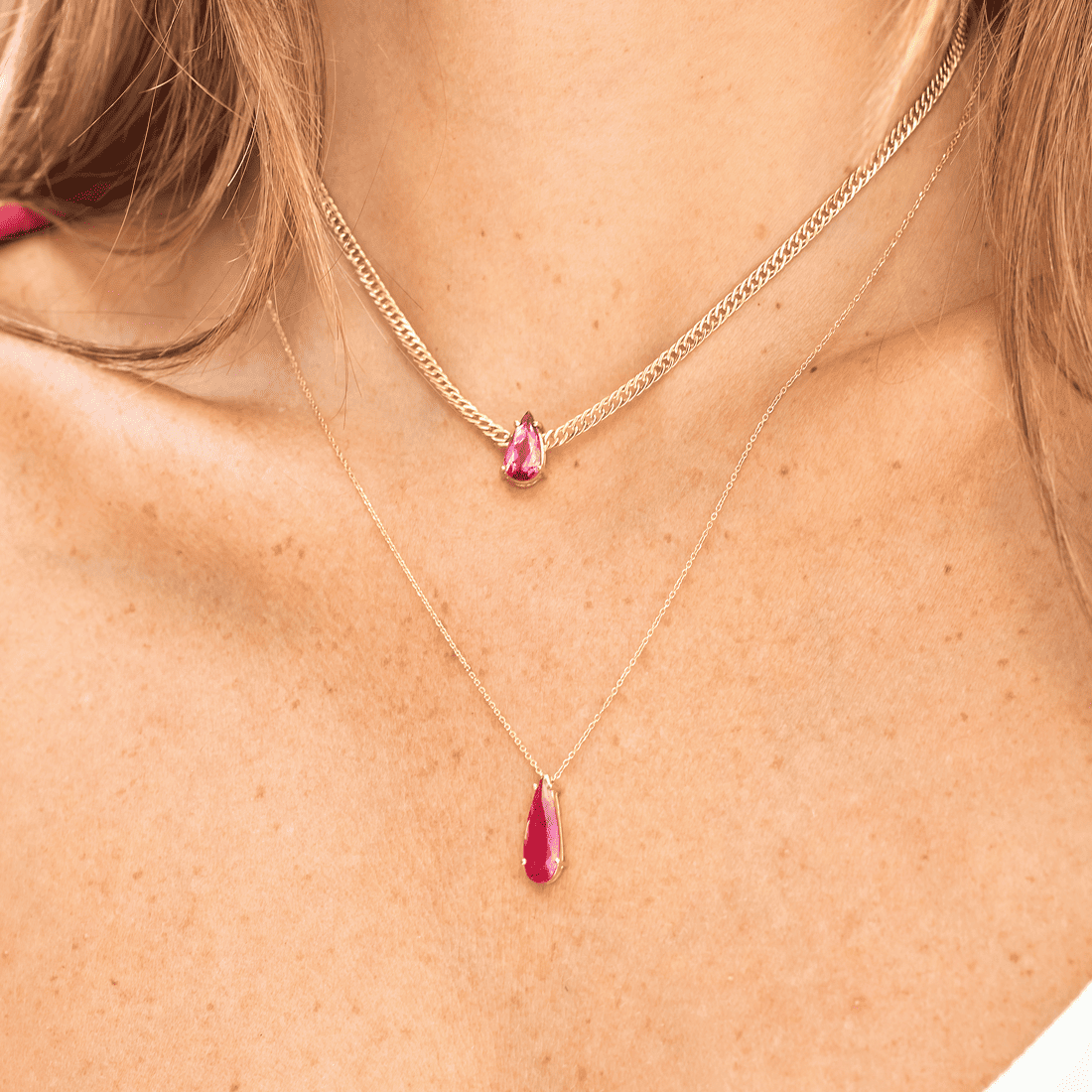 Choker Grumet Preciosa Turmalina Rosa