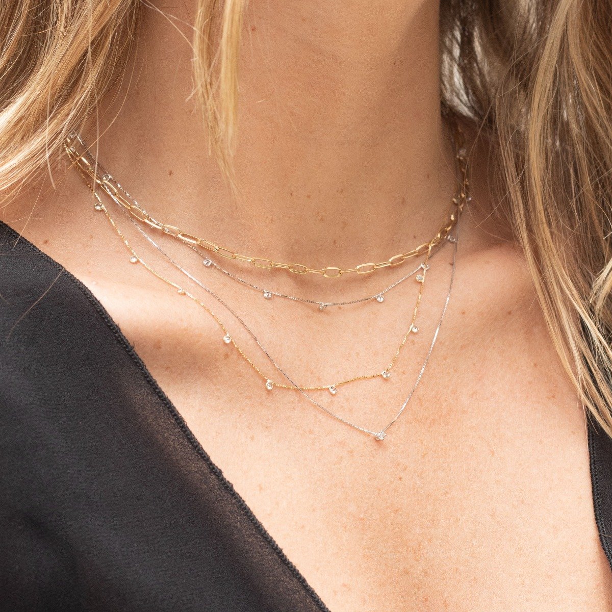 Choker Ouro 18K Vintage Tramas Compridas