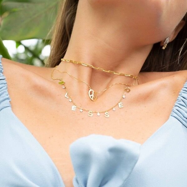Choker Ouro 18K Vintage Tramas Compridas
