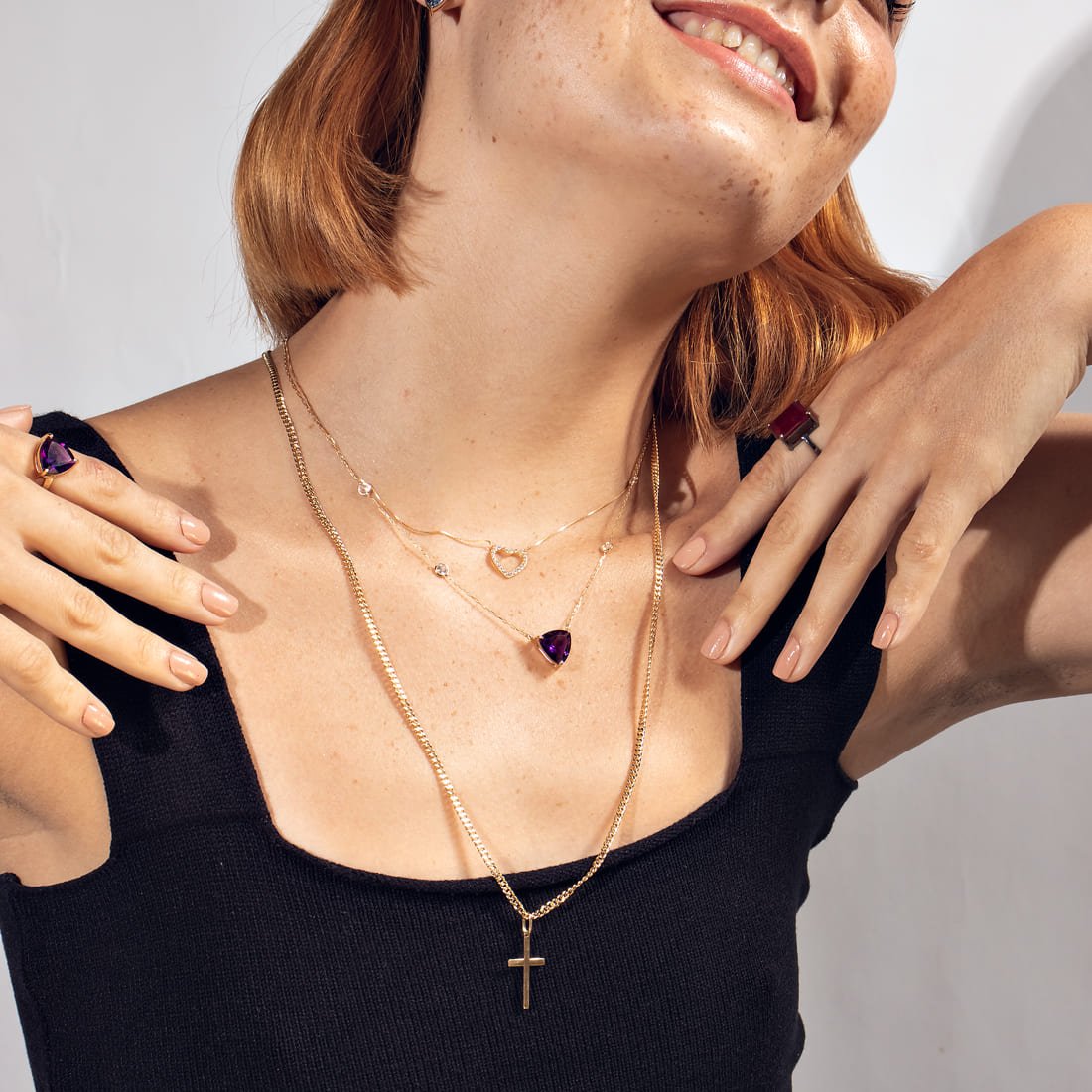 Choker Power Trilhon Ametista Extra e Pastilhas de Topázio 
