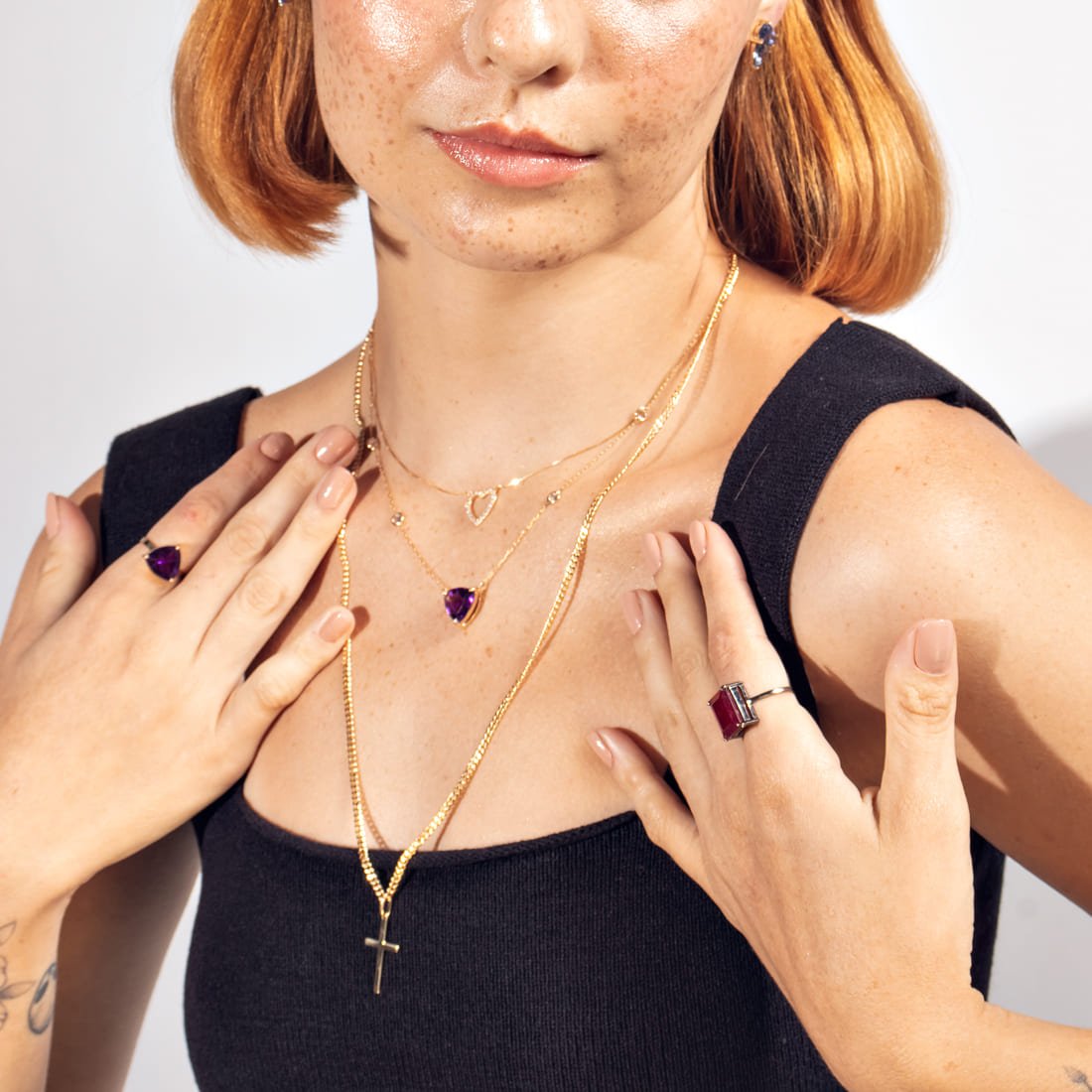 Choker Power Trilhon Ametista Extra e Pastilhas de Topázio 