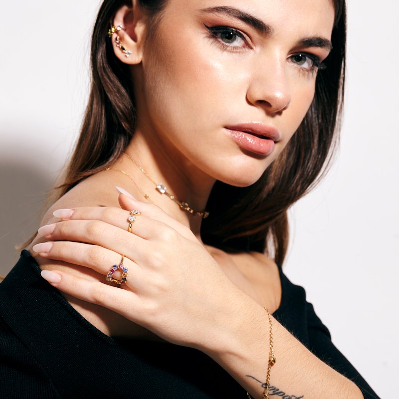 Choker regulável placa pedras preciosas 
