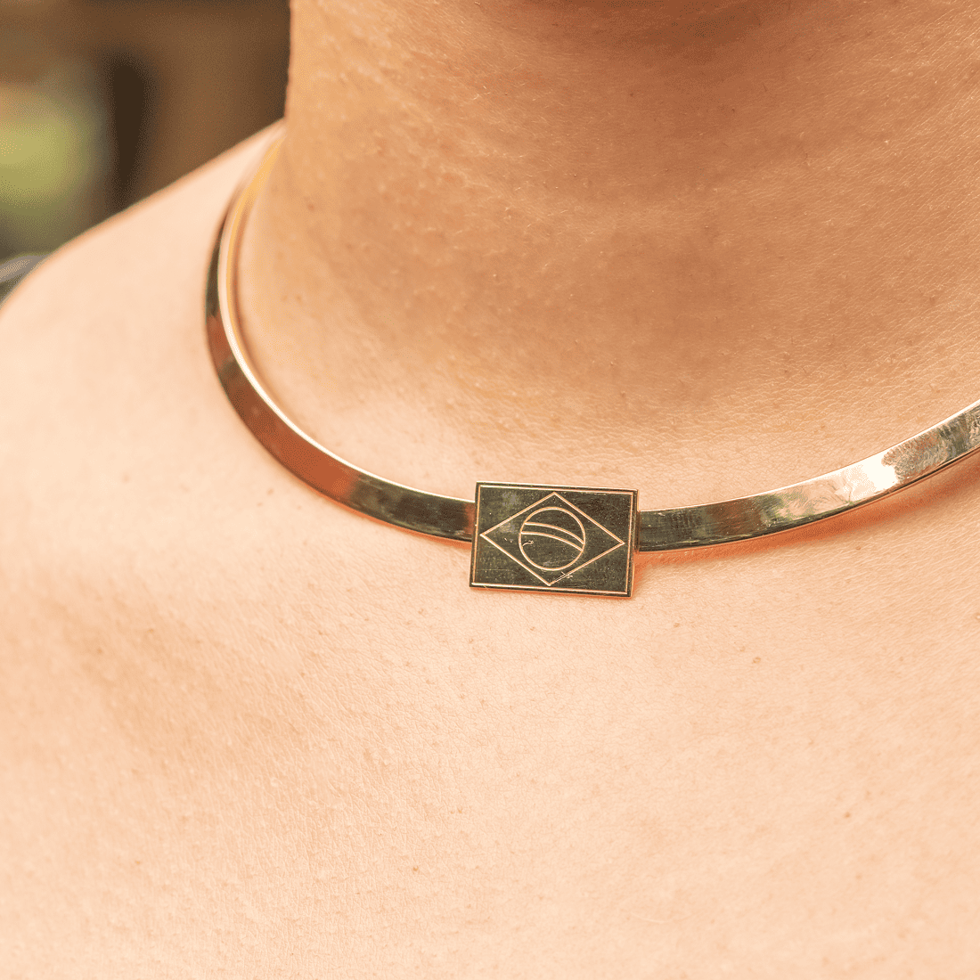 Choker Rígida Bandeira do Brasil