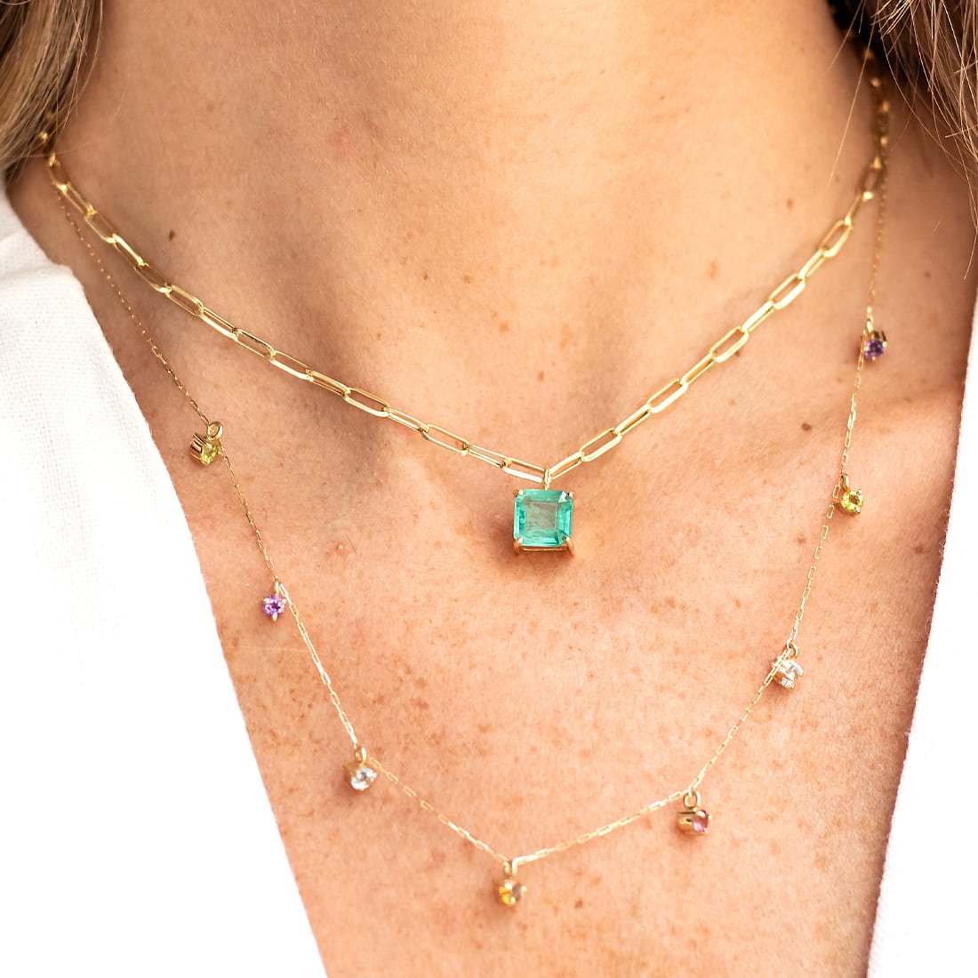 Choker Vintage Pingente Removível Esmeralda