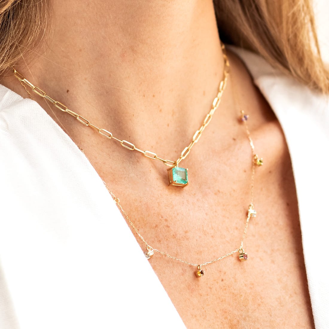 Choker Vintage Pingente Removível Esmeralda