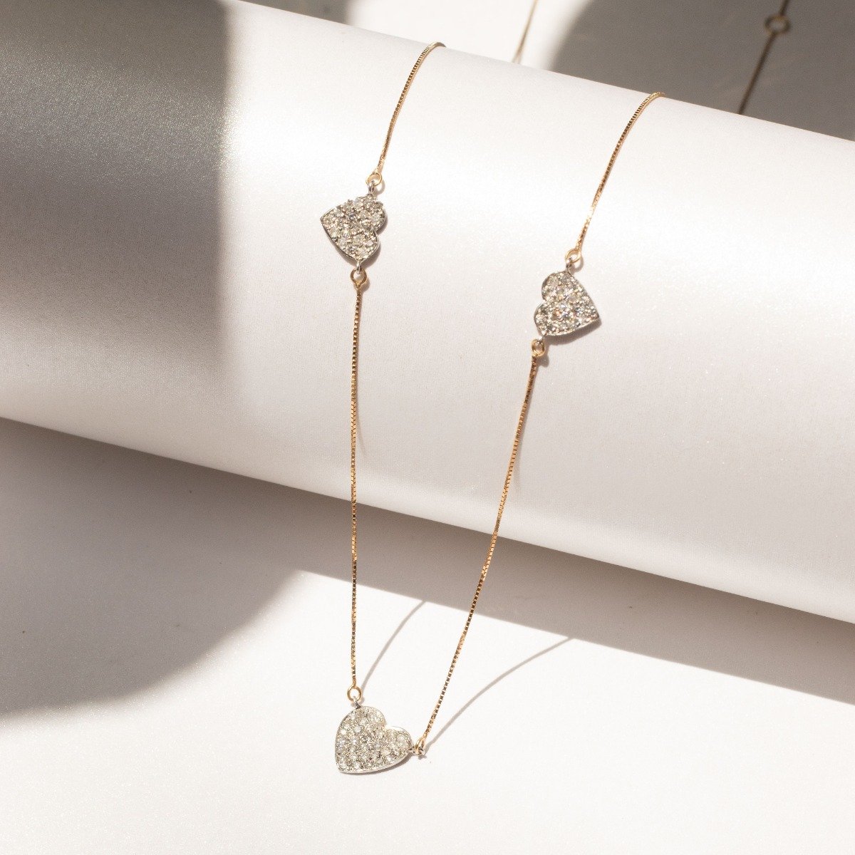 Colar 3 corações Diamantes