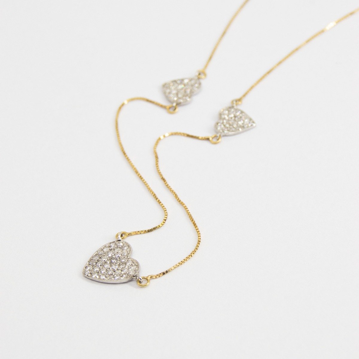 Colar 3 corações Diamantes
