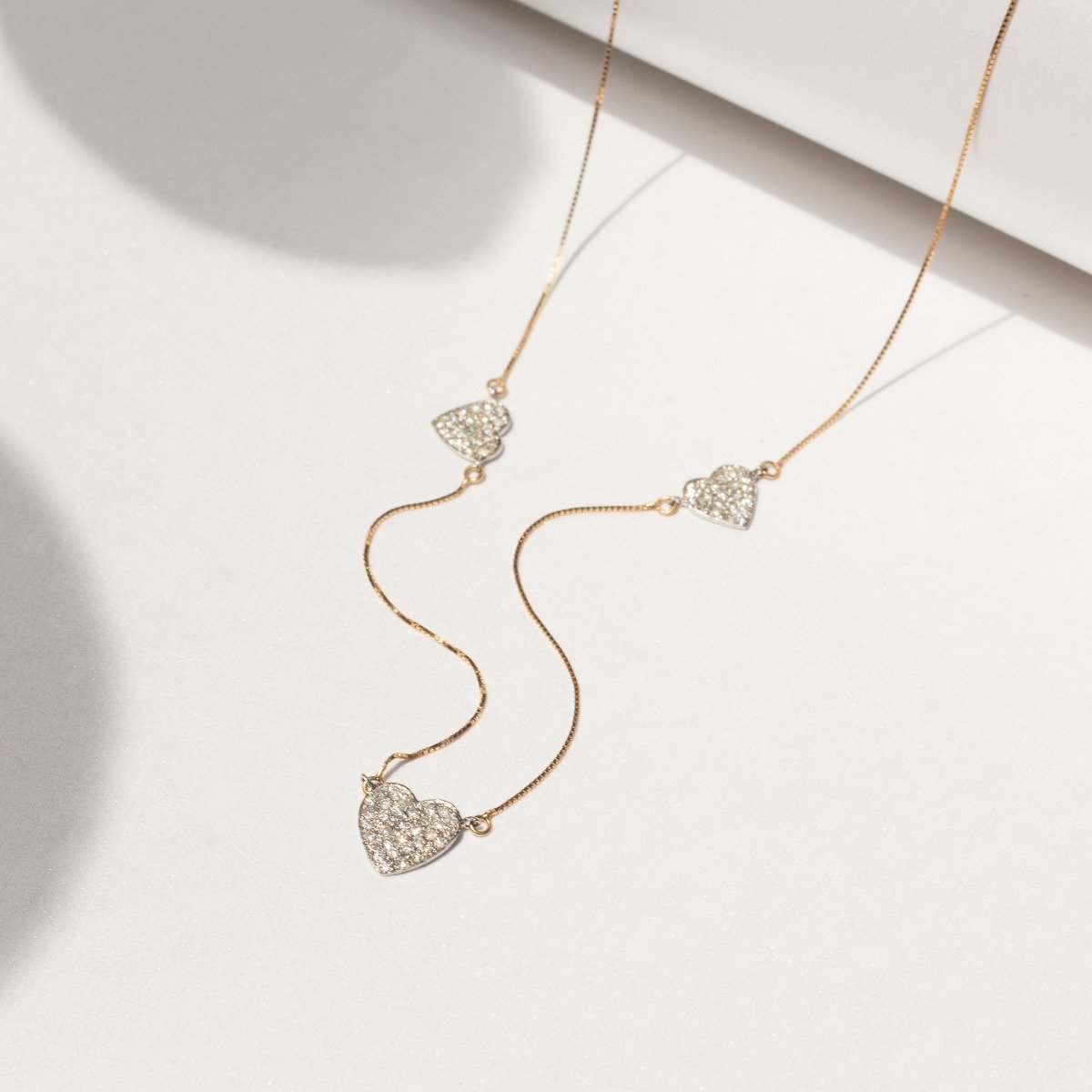 Colar 3 corações Diamantes