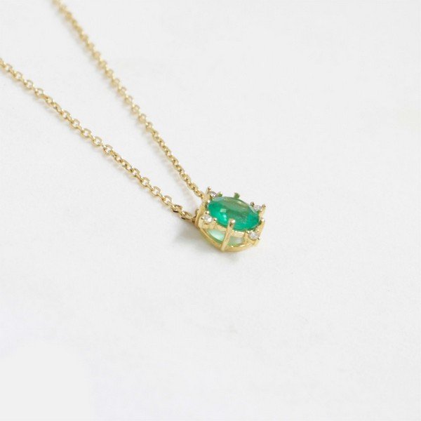 Colar Alice Esmeralda e Diamantes