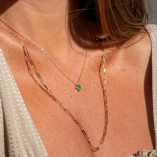 Colar Alice Esmeralda e Diamantes