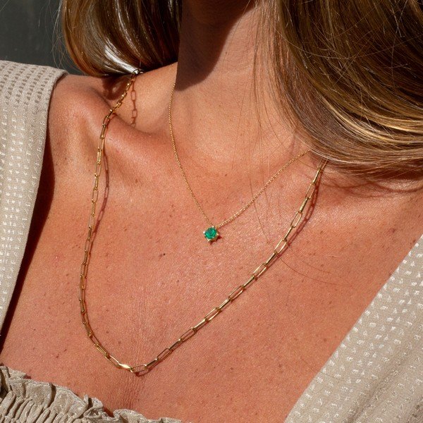 Colar Alice Esmeralda e Diamantes