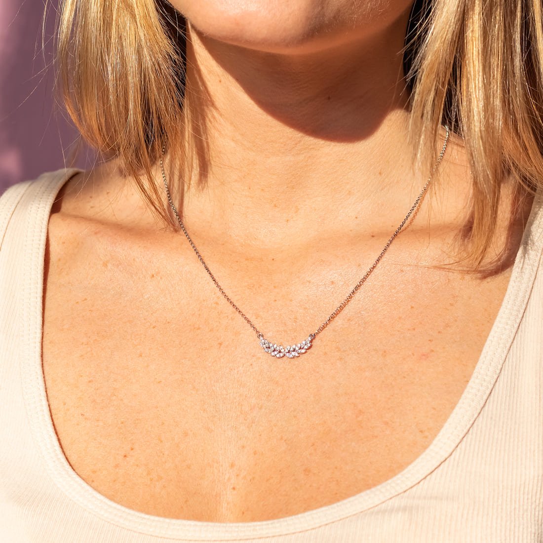 Colar Angel Navetes Diamantes Ouro 18k