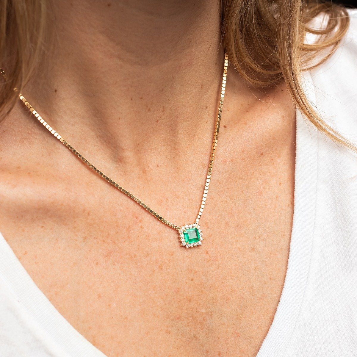 Colar Block Princess Esmeralda e Diamantes
