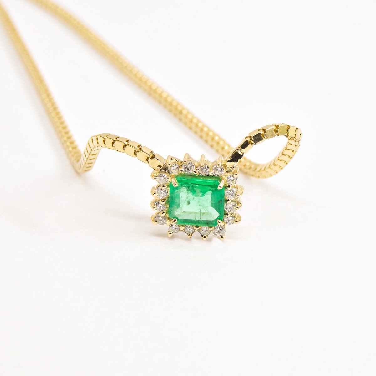 Colar Block Princess Esmeralda e Diamantes