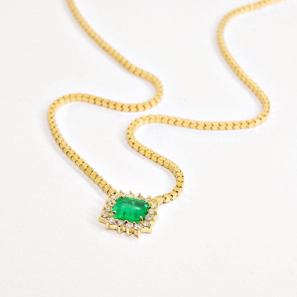 Colar Block Princess Esmeralda e Diamantes