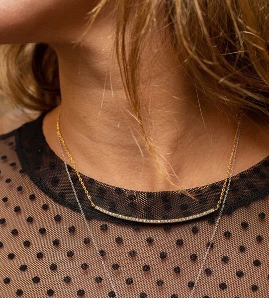 Colar Canoa Diamantes Extras em Ouro 18K