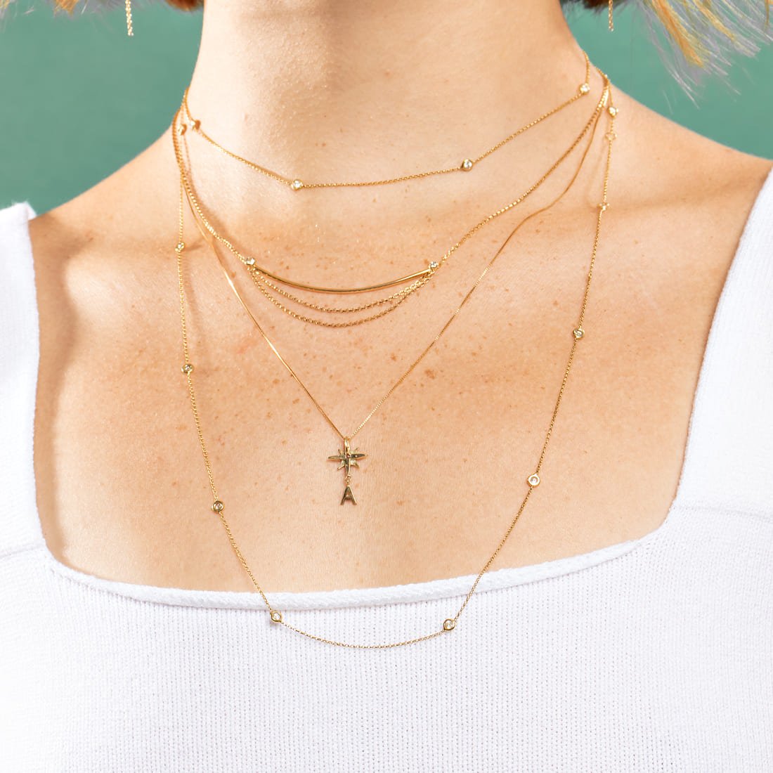 Colar Canoa Minimal Topázio Branco