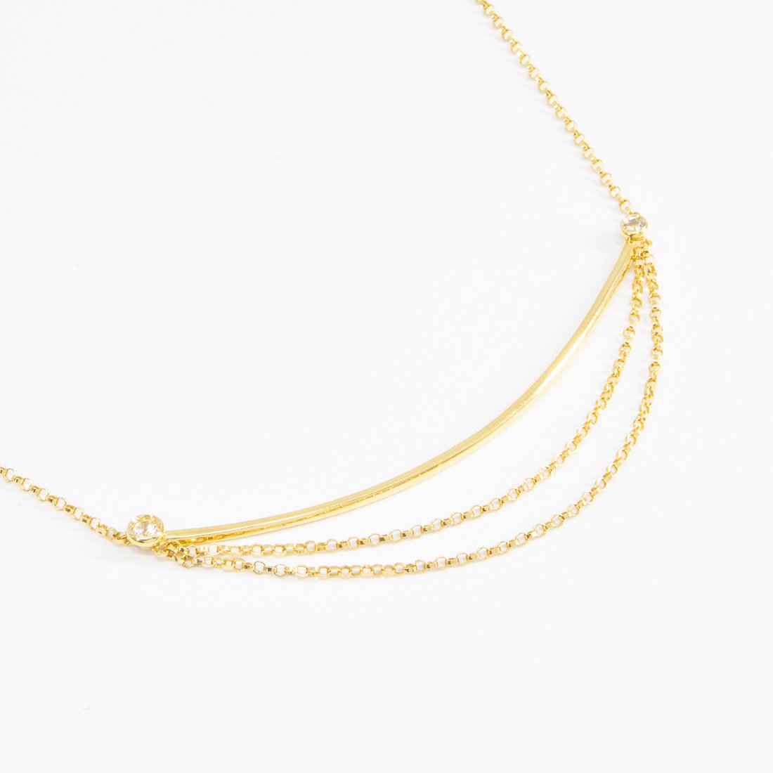 Colar Canoa Minimal Topázio Branco