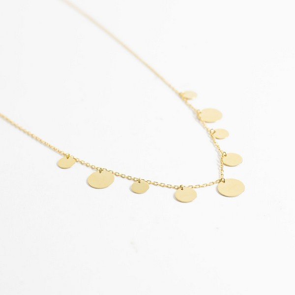 Colar Chapinhas Redondas Midi Ouro 18K