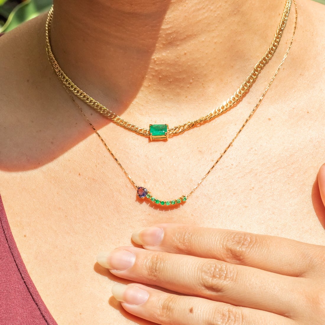 Colar Choker Escama de Peixe Esmeralda
