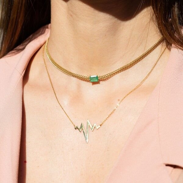 Colar Choker Escama de Peixe Esmeralda
