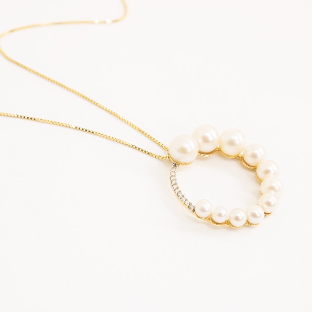 Colar Circle Pérolas e diamantes 
