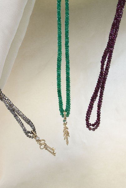 Colar Comprido Pirita Pingente Chave Diamante