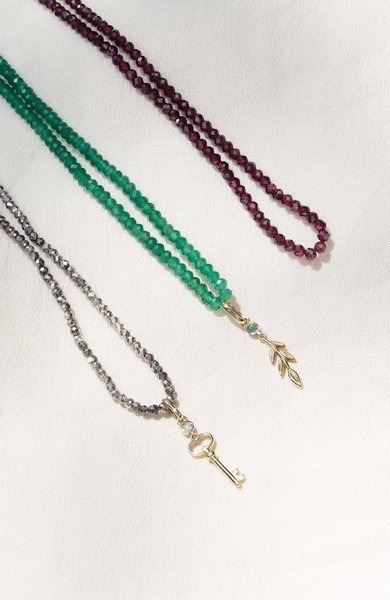 Colar Comprido Pirita Pingente Chave Diamante