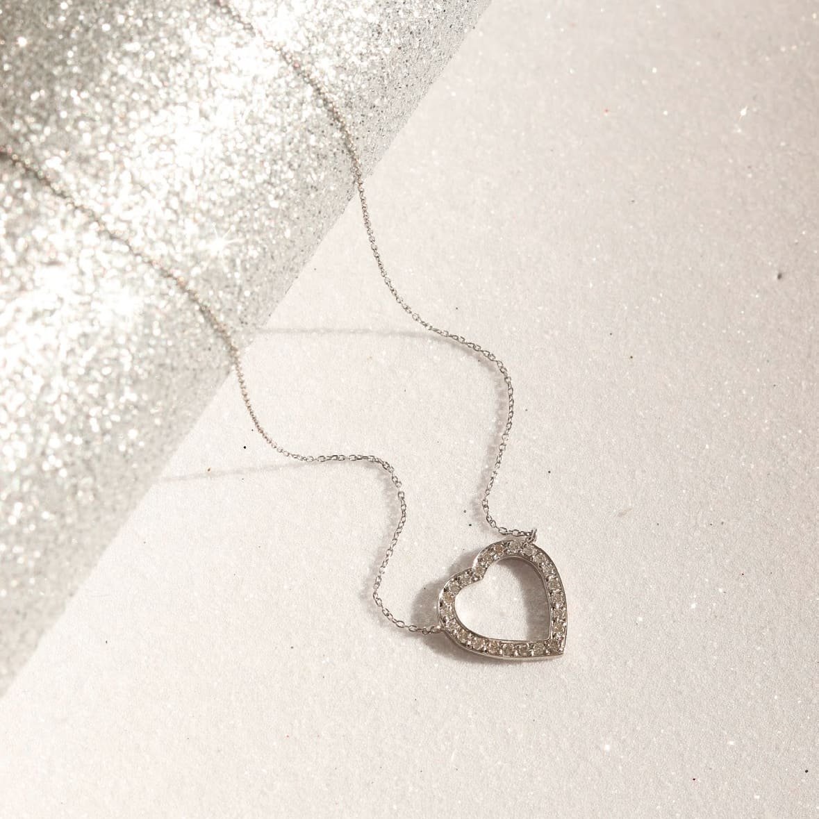 Colar Coração Diamantes