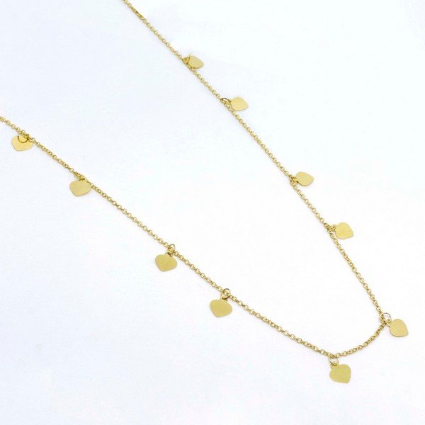 Colar Corações Chapinhas Ouro 18K