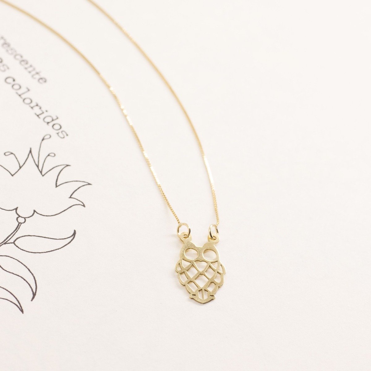 Colar Corujinha em Ouro Liso