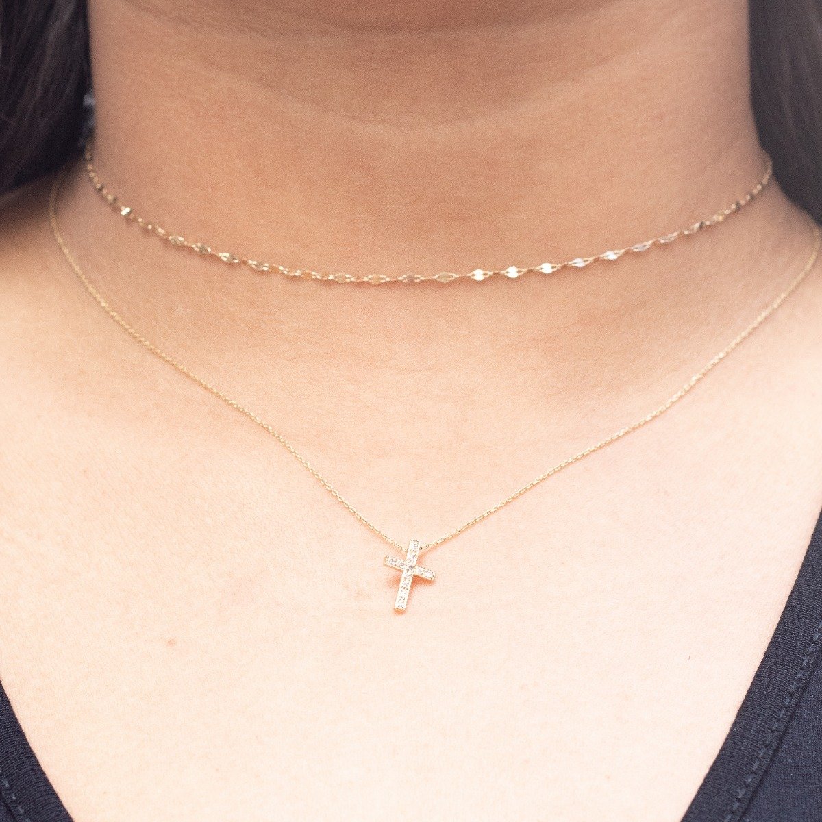Colar Cruz Diamantes