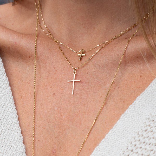 Colar Cruz Fininha Ouro 18K