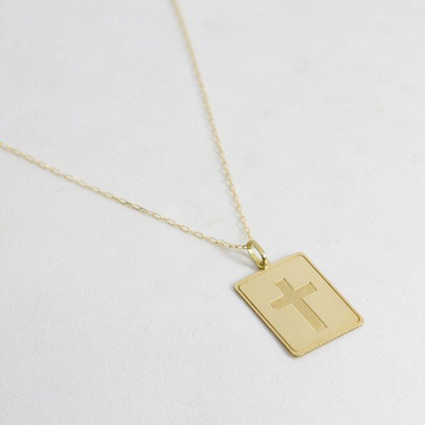 Colar Cruz Placa Extra